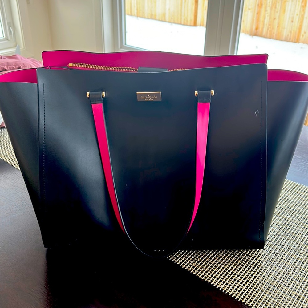 Kate Spade black leather tote bag